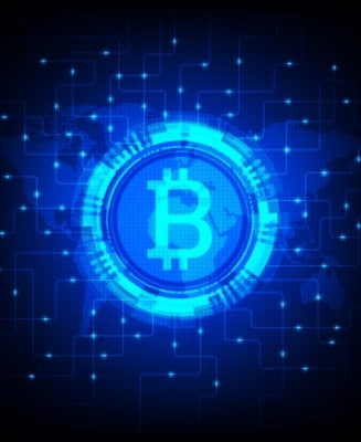 Bitcoin blue wallpaper