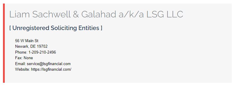 Liam Sachwell Galahad a_k_a LSG LLC